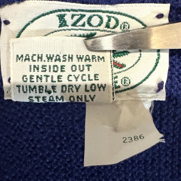 Vintage Izod Lacoste V-Neck Sweater Mens L – Blue 100% Acrylic Made In USA - EUC - Picture 4 of 7